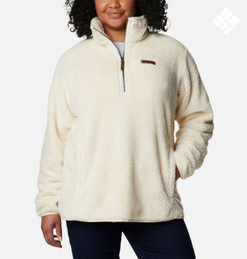 Columbia Fireside Quarter Zip Sherpa Fleece Gensere Dame Pisket Krem | Plus Size 20397O